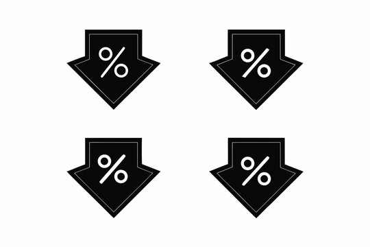 set of Sale arrow icon silhouette vector illustration, isolated on white background