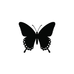 Butterfly insect minimal vector silhouette black design isolated on white
