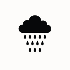 Cloud with moderate rainfall minimal vector silhouette black design isolated