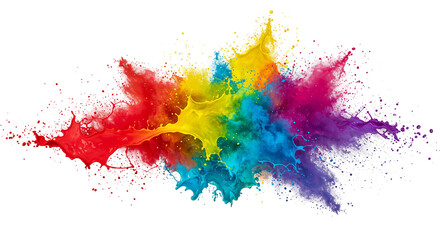 Colorful Paint Splash Explosion on White Background