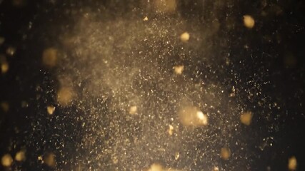 Particles of light and small objects ascend amidst a dark backdrop, creating an abstract scene - Powered by Adobe