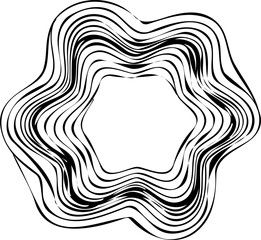 Star-shaped form with layered wave patterns creating radiating repetition.