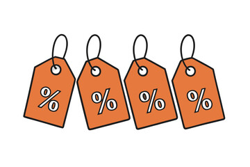 set of Price tag with percentage discount silhouette vector illustration, isolated on white background