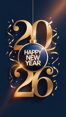 Golden 2026 new year s eve celebration with festive ornaments and shimmering confetti