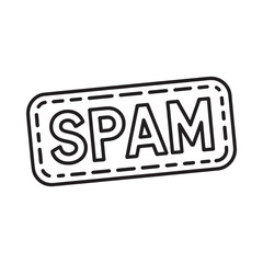 Hand drawn outline of the word spam in a dashed rectangle
