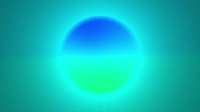Abstract blue glowing sun sphere, minimal background with soft golden light and gradient tones