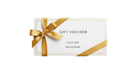 Elegant Gift Voucher with Golden Ribbon for Special Occasions.