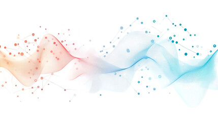 Abstract Flowing Wave Lines and Connected Dots on White Background