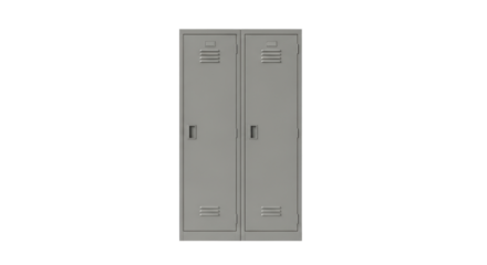 Gray Metal Double Door Locker for Storage and Security.