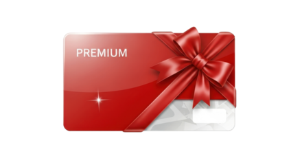 Premium Gift Card Wrapped in Red Ribbon Bow.