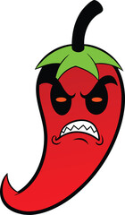 Angry Red Chili Vector Icon