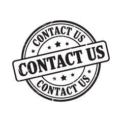 Contact us stamp graphic with stars and circular text