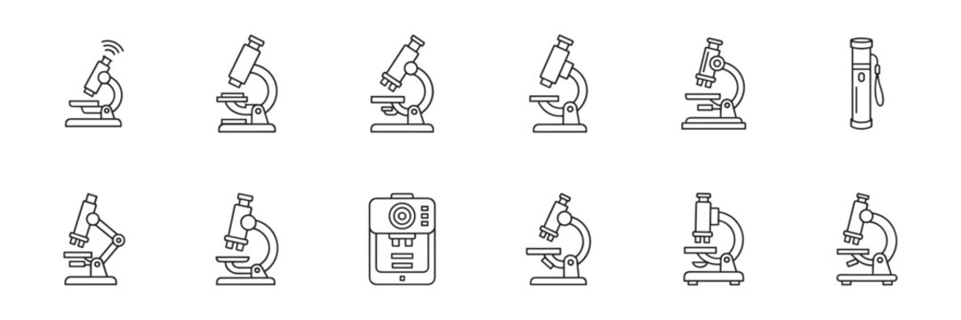 Microscope and Appliance Line Icons Set