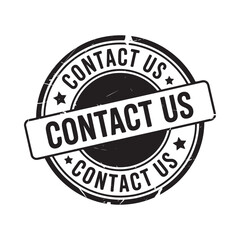 Contact us stamp with grunge texture and stars