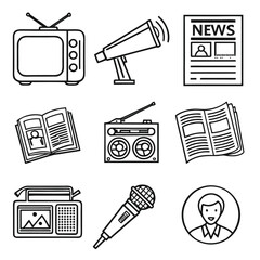 vector-line-icons-of-news-and-mass-media---tv--rad.eps
