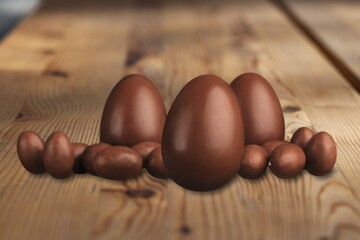 Chocolate Easter eggs. Christian concept