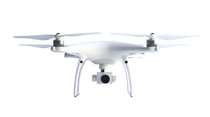 Professional White Camera Drone Isolated on White Background