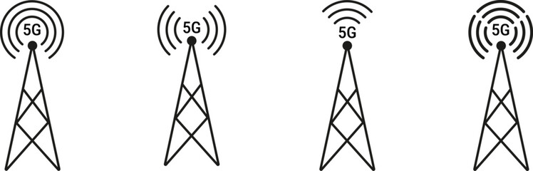 5G Tower Icons — wireless network and communication symbols