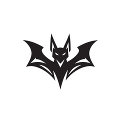 black and white bat logo vector