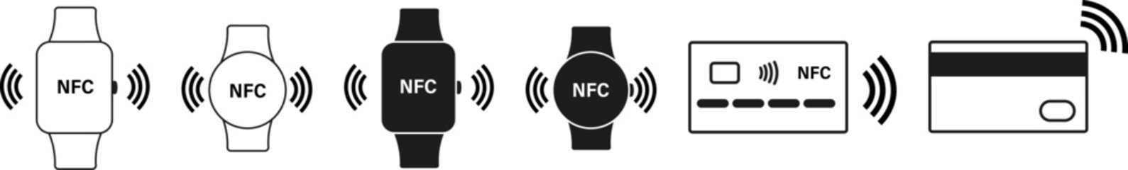 Watches and Bank Cards with NFC Symbols