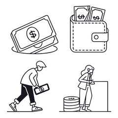 minimalist-vector-line-icons-of-wallet-and-finance.eps