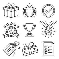 minimalist-vector-line-icons-of-reward-and-recogni.eps
