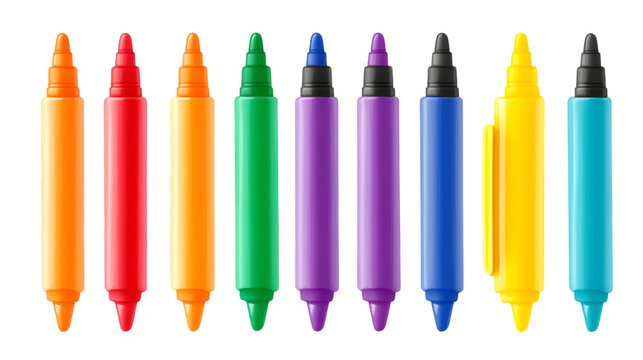 Set of Colorful Marker Pens for Drawing and Highlighting