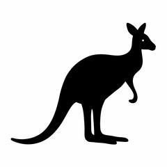 Silhouette of an Australian Kangaroo on a White Background, Simple Design