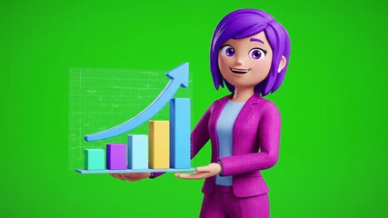 Woman Presenting Digital Graph - Powered by Adobe