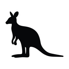 Silhouette of a kangaroo standing on a white background in vector form