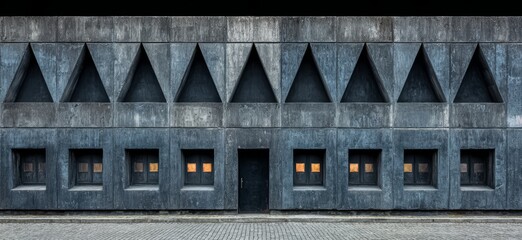 The building is made of concrete and has a lot of windows. The windows are small and the building is very tall