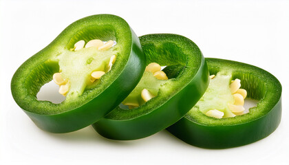 Green Jalapeno Pepper Slices Isolated On White Background Full Depth Of Field