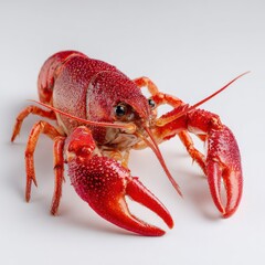 Fresh Red Lobster on White Background with Clear Details and Colors