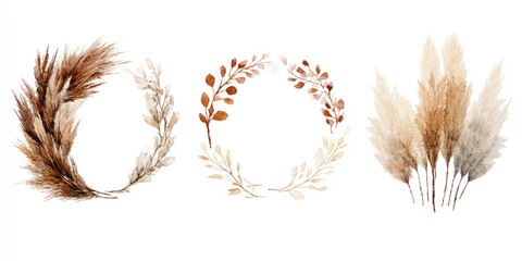 Elegant Natural Wreaths and Pampas Grass for Botanical Decor