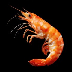 Fresh and Vibrant Shrimp Isolated on Black Background for Culinary Use