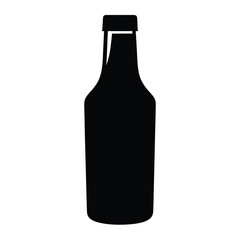 Simple Black Silhouette of a Bottle with a Wide Base and Stopper