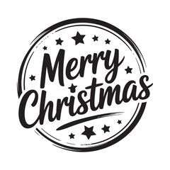 Merry christmas stamp with stars and distressed texture