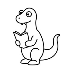 A cute dinosaur reading a book