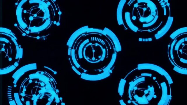 Digital Futuristic Scifi Interface Elements Displayed on a Dark Background