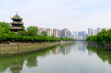 Fototapeta premium 中国の四川省にある成都のとても美しい風景Beautiful view of a famous tourist spot in Chengdu, Sichuan Province, China