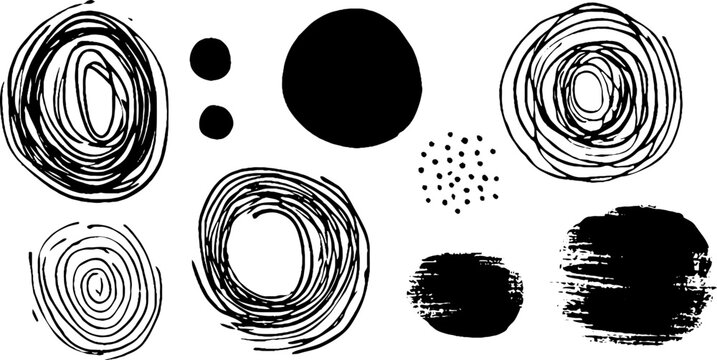 Minimalist abstract circular doodle design with chaotic patterns for artistic backgrounds