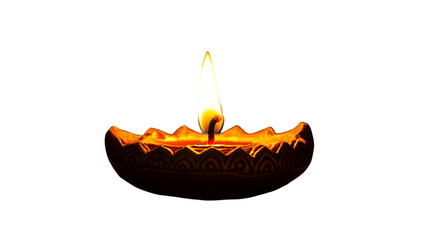 Traditional Clay Diya Lamp Glowing for Diwali Festival