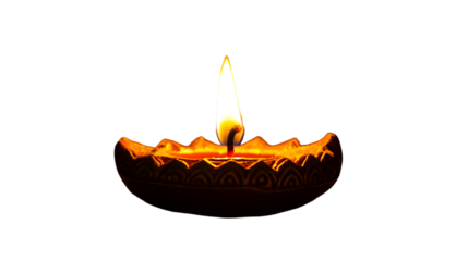 Traditional Clay Diya Lamp Glowing for Diwali Festival