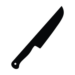 Chef Knife Silhouette Icon for Kitchen Design- Clean black silhouette of a chef’s knife, perfect for illustrating cooking tools, food preparation, and culinary concepts in modern design