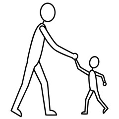Guiding stick figure line art vector illustrations 