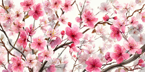 pink cherry blossom branches in full bloom seasonal springtime floral beauty nature pattern