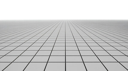 A vast, empty grid receding into the horizon, isolated on white background