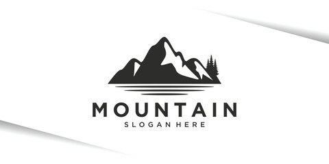 Mountain river silhouette logo design