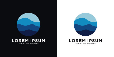 Sea water logo design, abstract ocean blue