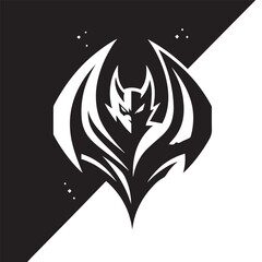 black and white bat logo vector